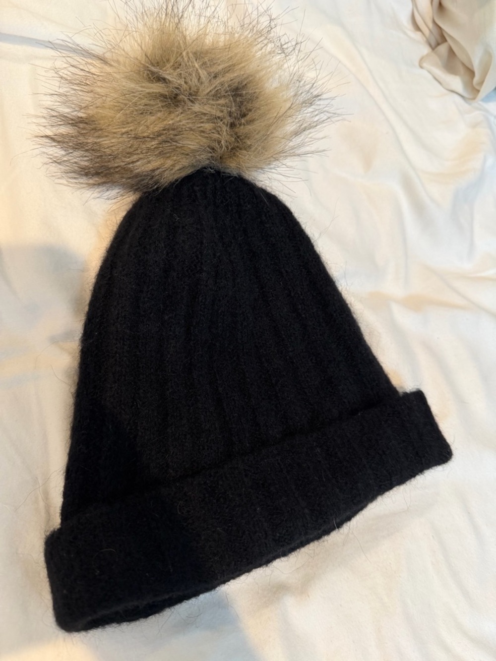 Auxiliary Black Fuzzy Knit Beanie